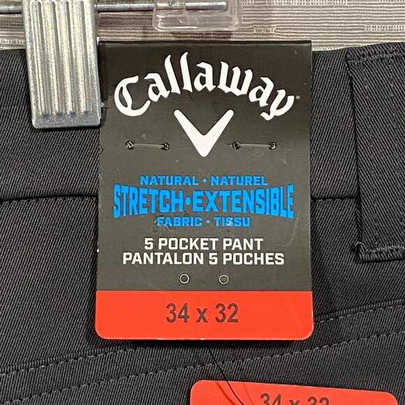 Callaway Golf Pants Mens 34 x 32 Gray Slim Fit Stretch Comfort Waistband - Picture 2 of 16